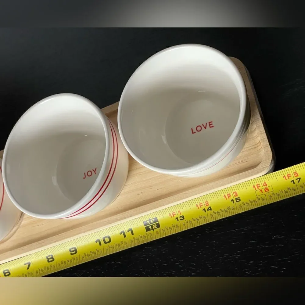Hallmark Vintage 1970’s Trio of Small Ceramic Serving Bowls on Wooden Block